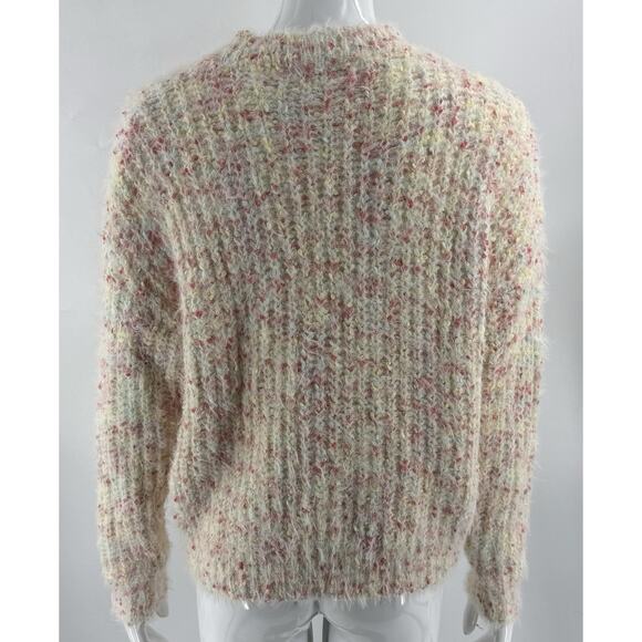 Altard State Mock Neck Fuzzy Sweater Sz XXS Womens Pastel Pink Yellow Loose Fit - Picture 4 of 7